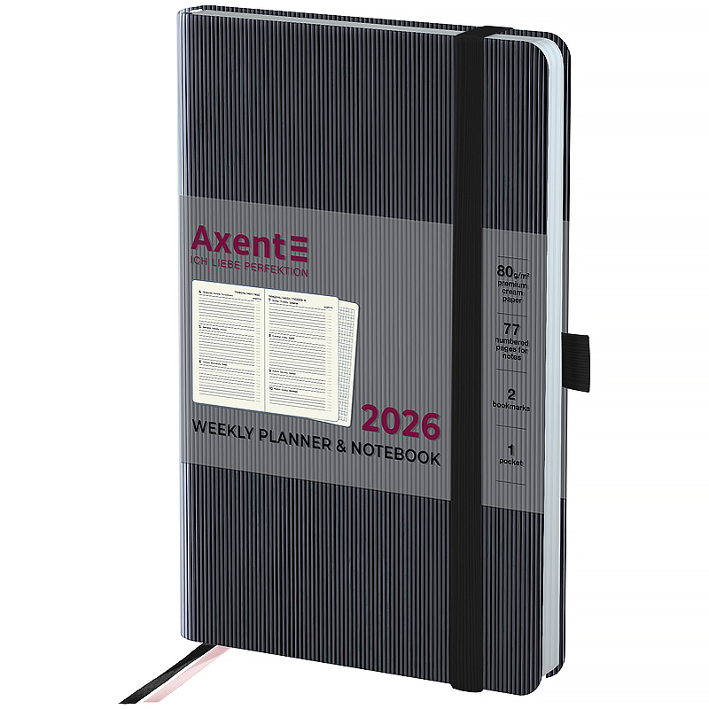 Еженедельник 2026 Partner Lines, 125*195мм, чёрный Axent - фото 2