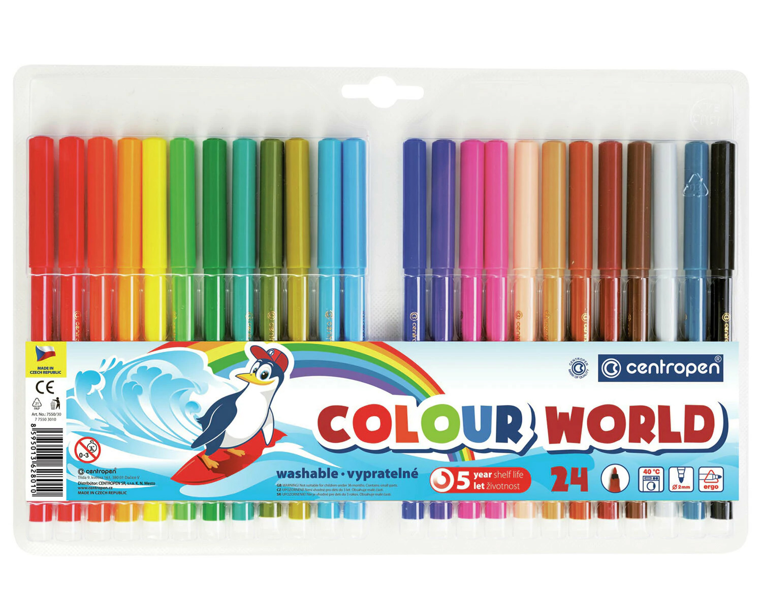Фломастери, вентильований ковпачок, 24 кольора, 7550, асорті Centropen - фото 3