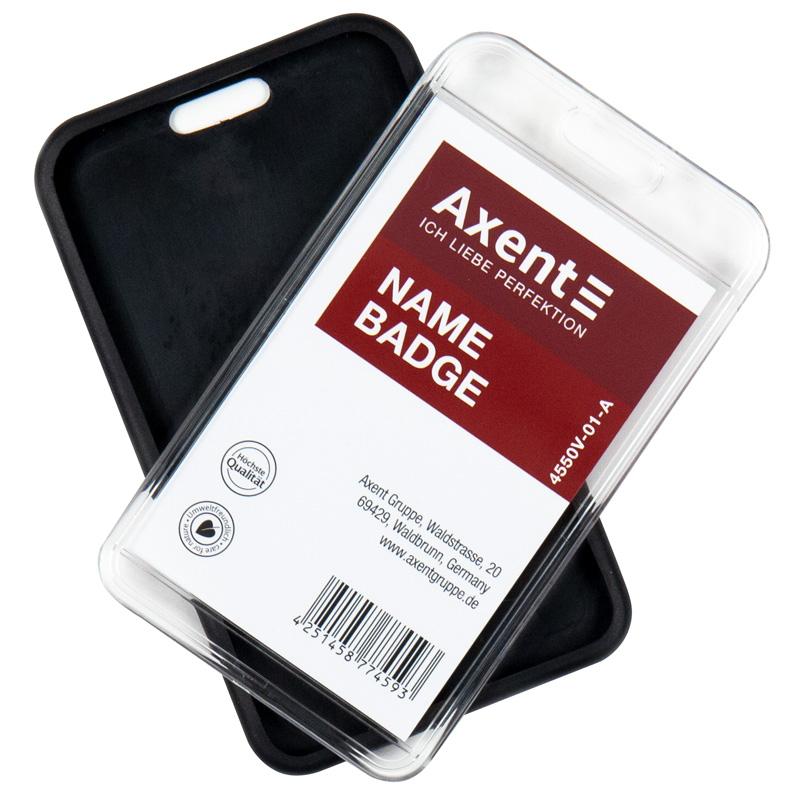 Бейдж-чехол вертикальный SoftTouch, 54*85мм., матовый, черн. Axent - фото 5
