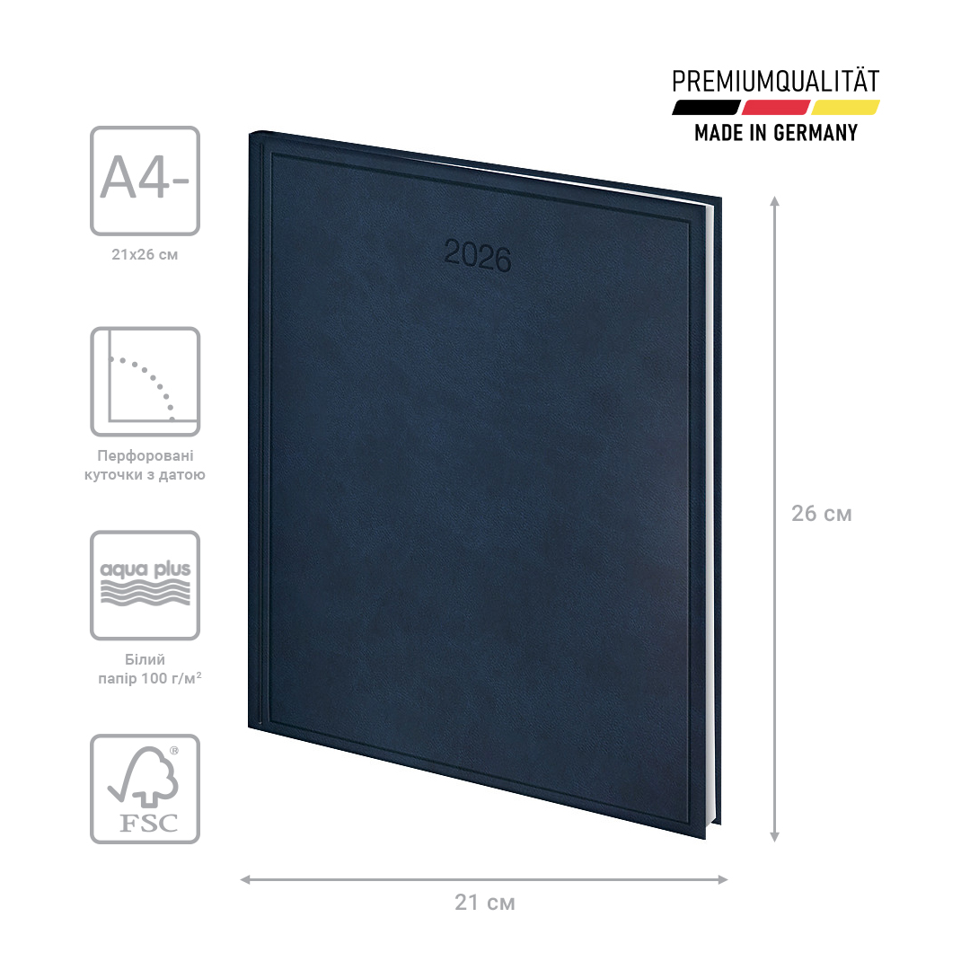 Щотижневик 2026 Бюро Torino, сліпе тиснення, синій Brunnen - фото 2