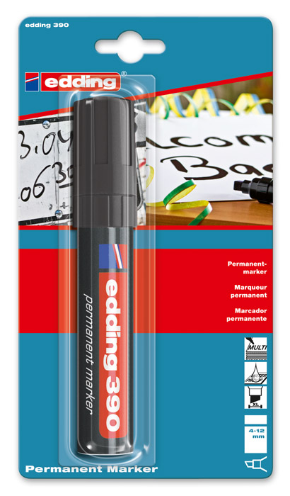 Маркер перманентный, клиновидное острие 4-12мм., Гигант 390, черн. Edding - фото 6