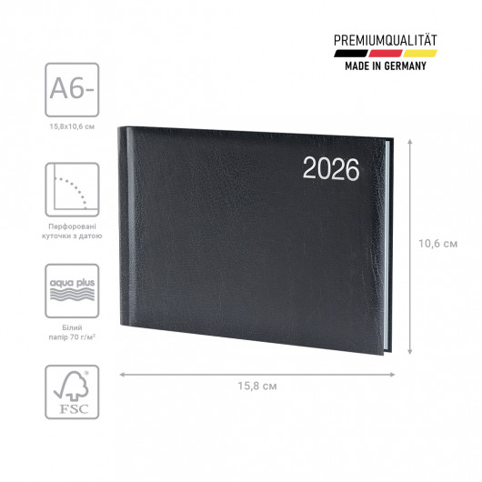 Еженедельник 2026 карманный Miradur, серебрянное тиснение, черный Brunnen - фото 2