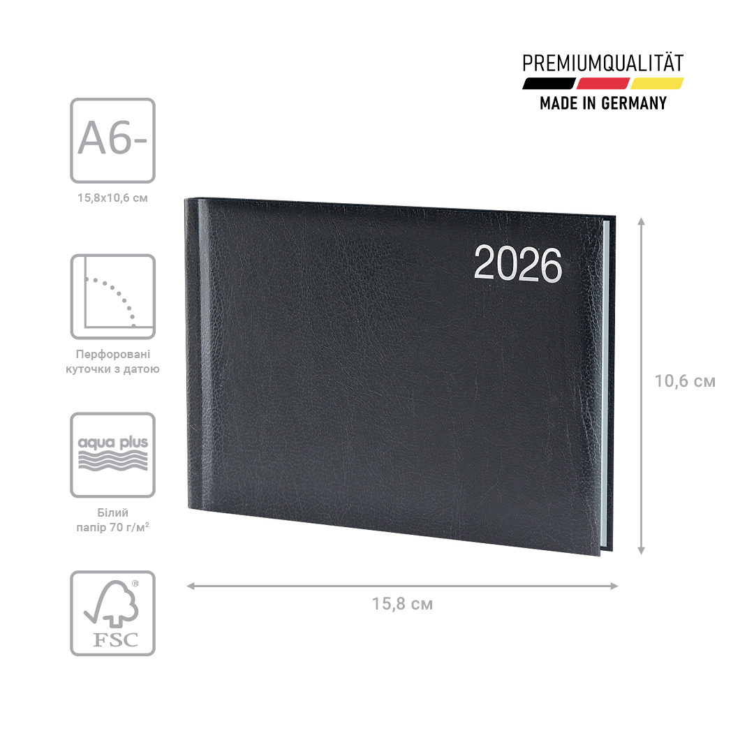 Еженедельник 2026 карманный Miradur, серебрянное тиснение, черный Brunnen - фото 2