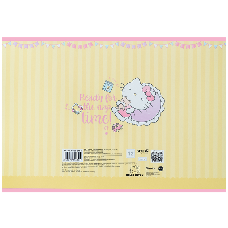 Тетрадь для рисования, 12 лист., скоба, софт тач + УФ лак, Hello Kitty-1 (HK25-241-1) Kite - фото 9