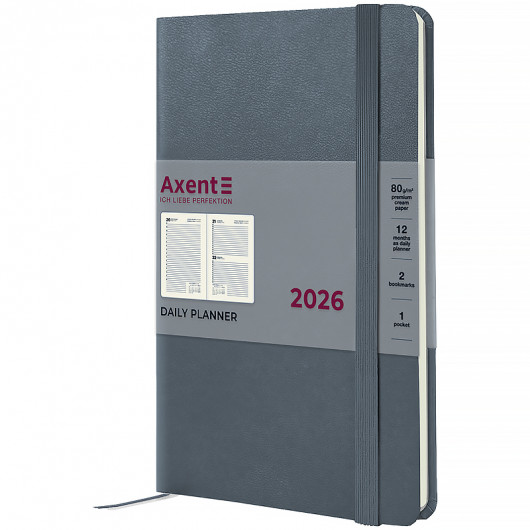 Ежедневник 2026 Partner Strong, 145*210, серый Axent - фото 2