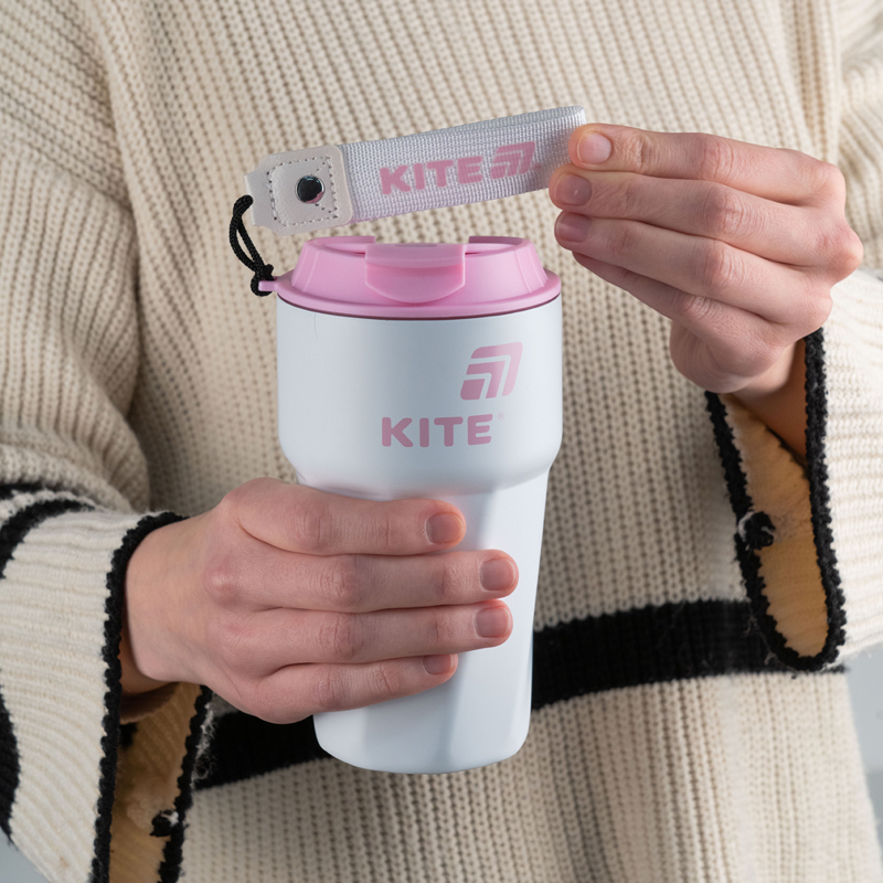 Термокружка  450 мл, біло-рожева Kite - фото 4