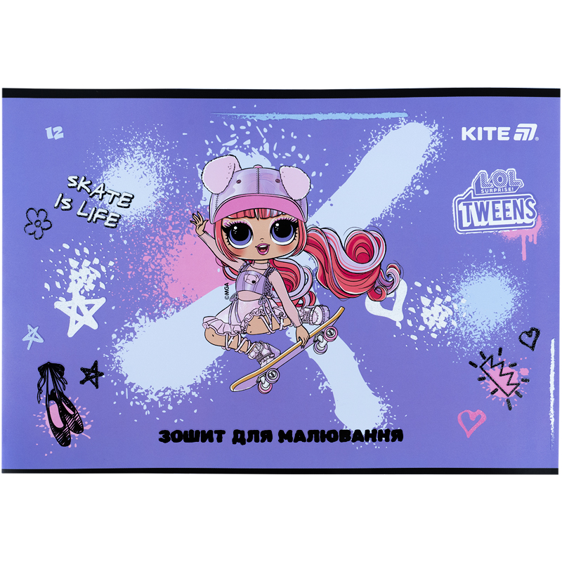 Зошит для малювання, 12 арк., скоба, УФ лак + глітер, LO (LO25-241) Kite - фото 8