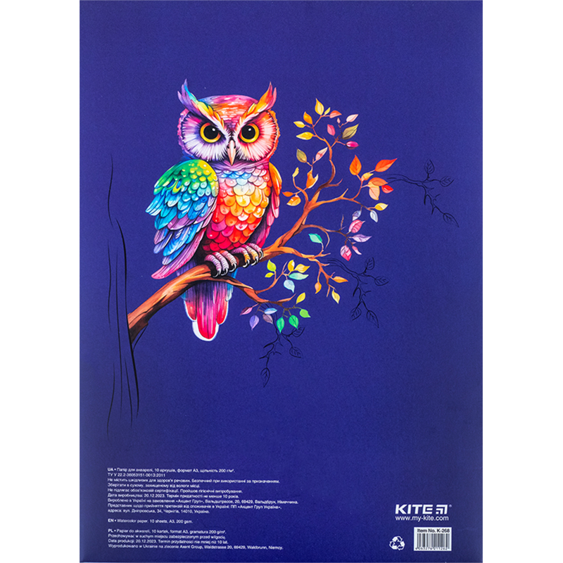 Папір для акварелі А3, 10 аркушів, 200г/м2, Kite Classic Kite - фото 3