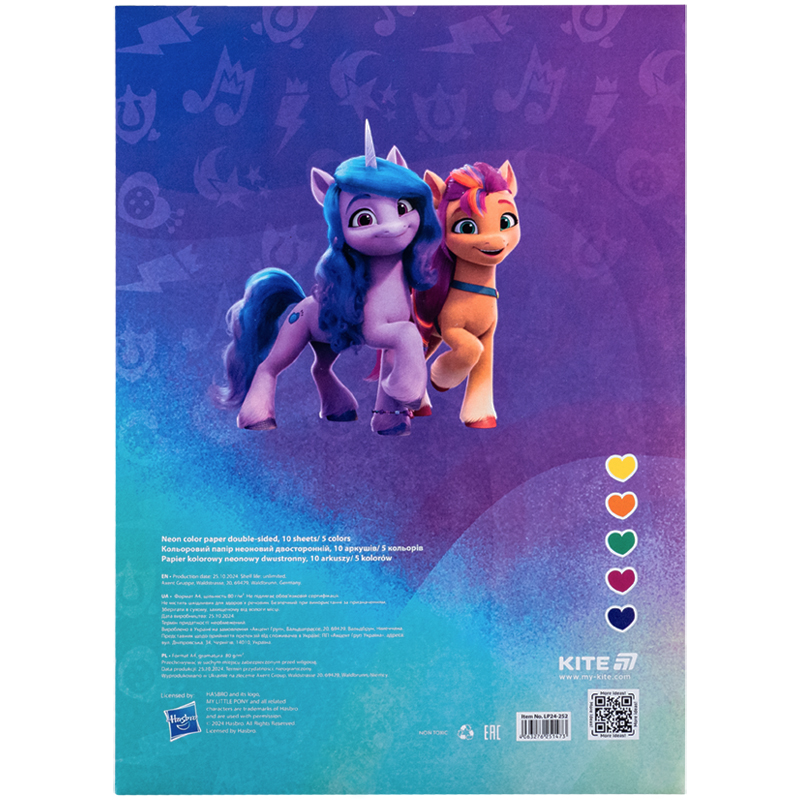 Папір кольор. неон. (10арк/5кол), A4  «My Little Pony» Kite - фото 3