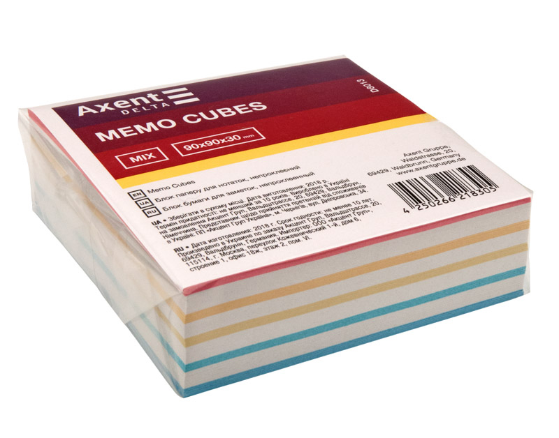 Блок для запису неклеєний 90*90*30мм., Delta (D8013) Mix Axent - фото 2