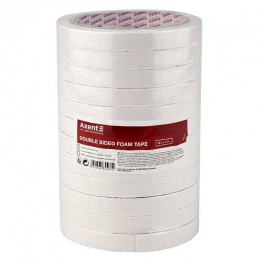 Клейка стрічка двостороння на спіненій основі 12мм.*2м. Axent - фото 2