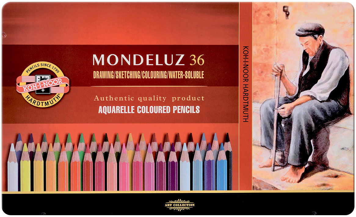 Карандаши акварельные, 36цв. MONDELUZ 3725, метал/коробка Koh-i-noor - фото 4