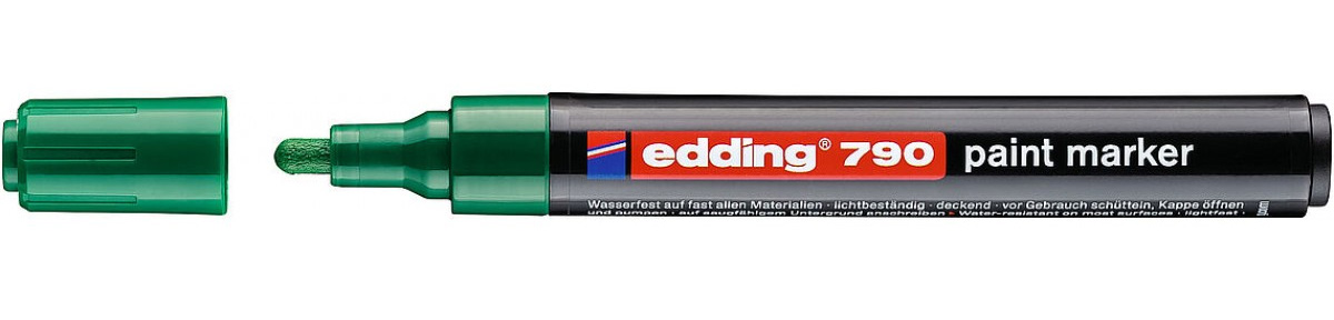 Маркер лакирующий 790, круглое острие 2-3мм., зелен. Edding - фото 4