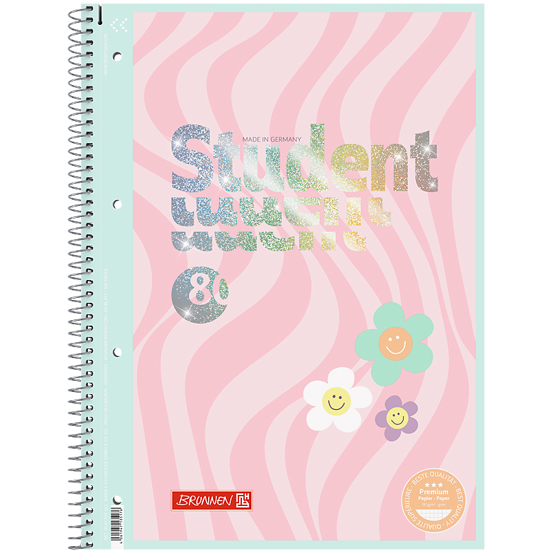 Коледж-блок А4 Premium, клітинка, 80 арк., Happy Hippie, рожев. Brunnen - фото 3