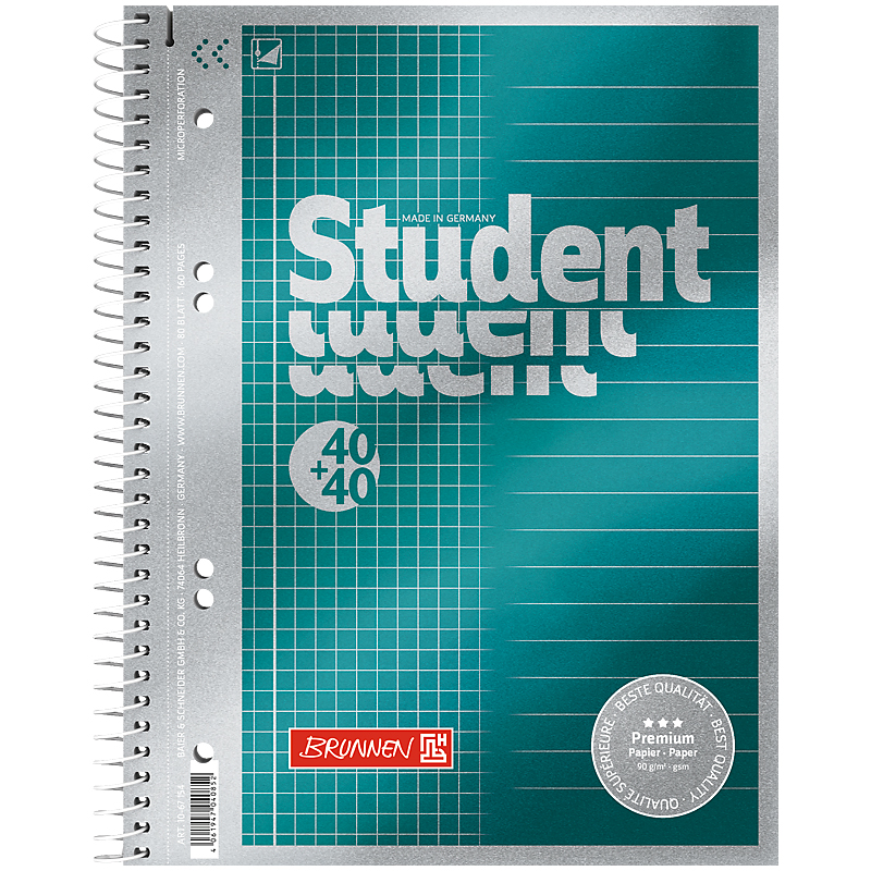 Коледж-блок Premium DUO А5, лінія+клітинка, 80 аркушів, бірюз. Brunnen - фото 3