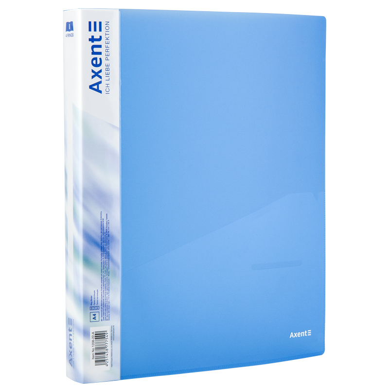 Папка на 4-х кольцах, 35 мм, прозрачная синяя Axent - фото 2
