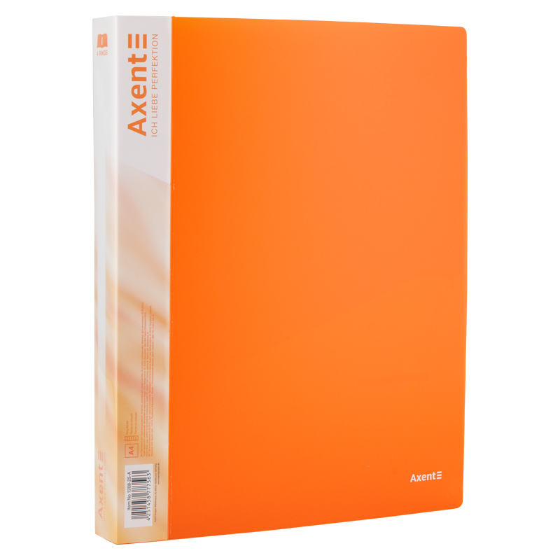 Папка на 4-х кольцах, 35 мм, прозрачная оранжевая Axent - фото 1