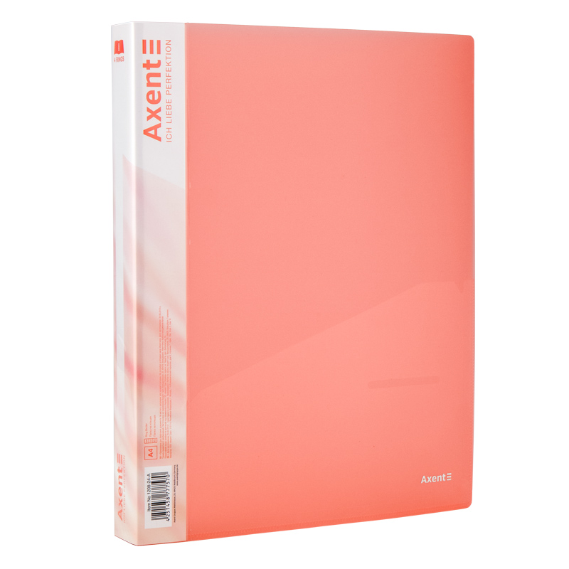 Папка на 4-х кольцах, 35 мм, прозрачная розовая Axent - фото 1