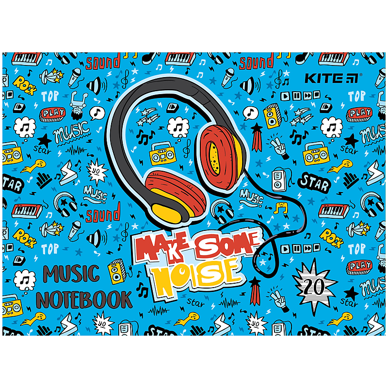 Тетрадь для нот А5, 20 л, Headphones Kite - фото 3
