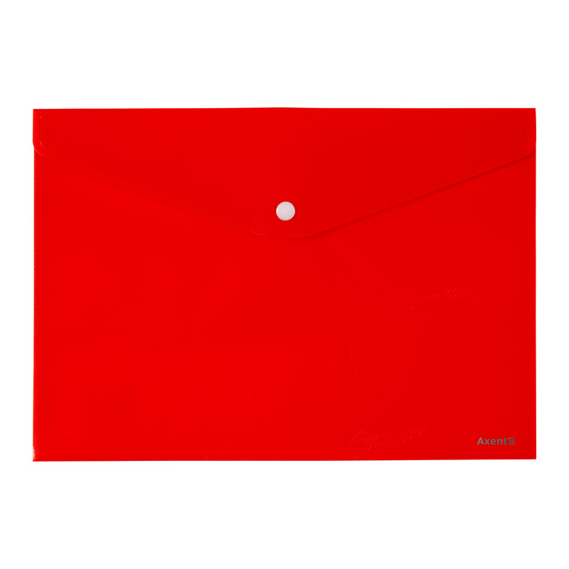 Папка-конверт на кнопке А4, непрозрачная, полипропилен 180мкм., красный Axent - фото 1