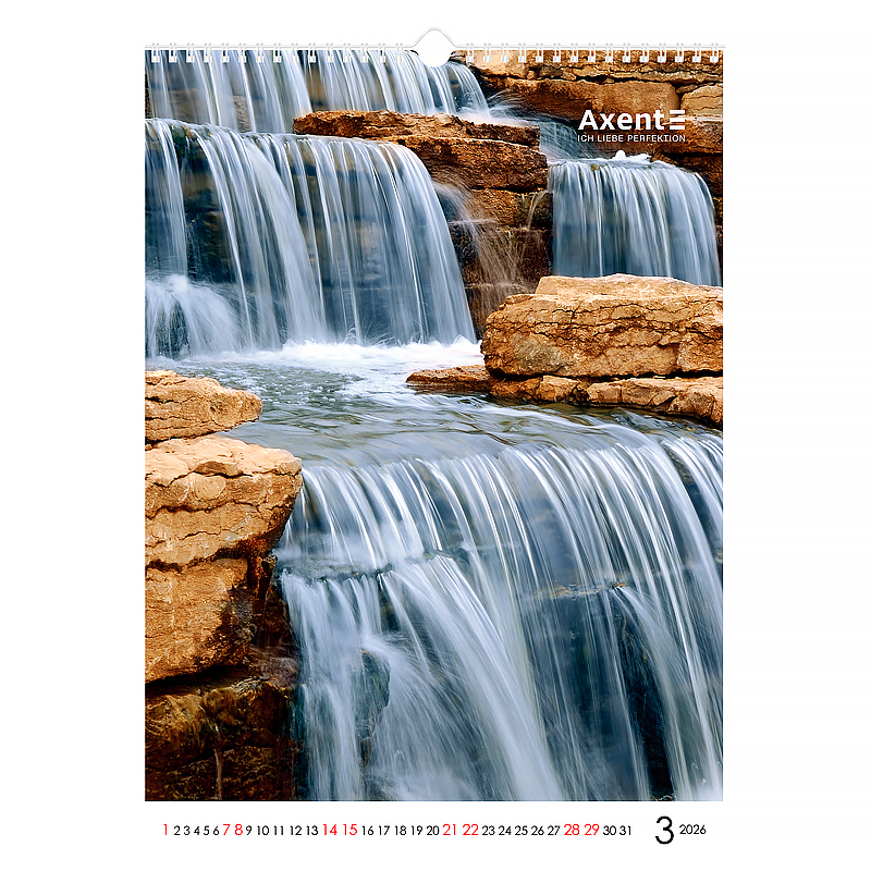 Календарь настенный 2026 г., формат А3 (297*420мм.), 13листов, Waterfalls Axent - фото 11