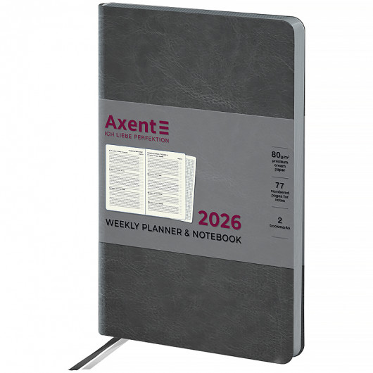 Еженедельник 2026 Partner City Soft, 125*195мм, серый Axent - фото 5