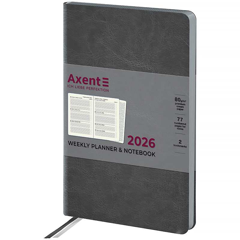 Еженедельник 2026 Partner City Soft, 125*195мм, серый Axent - фото 5