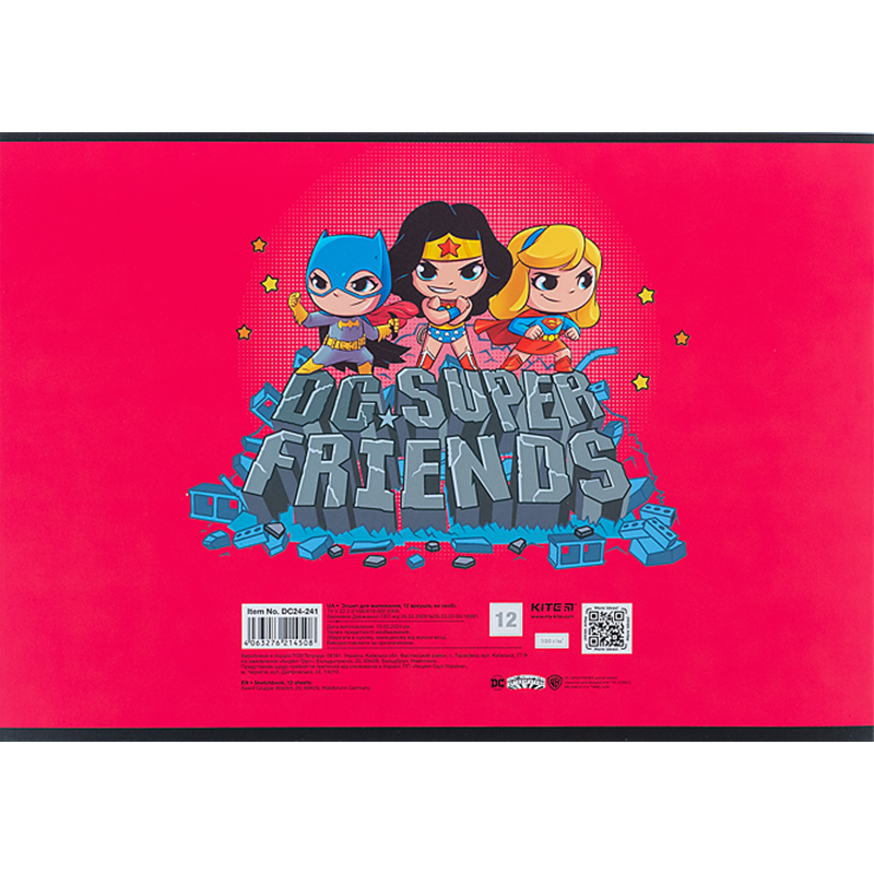 Зошит для малювання, 12 арк., скоба, софт тач + УФ лак, «DC Comics» Kite - фото 7