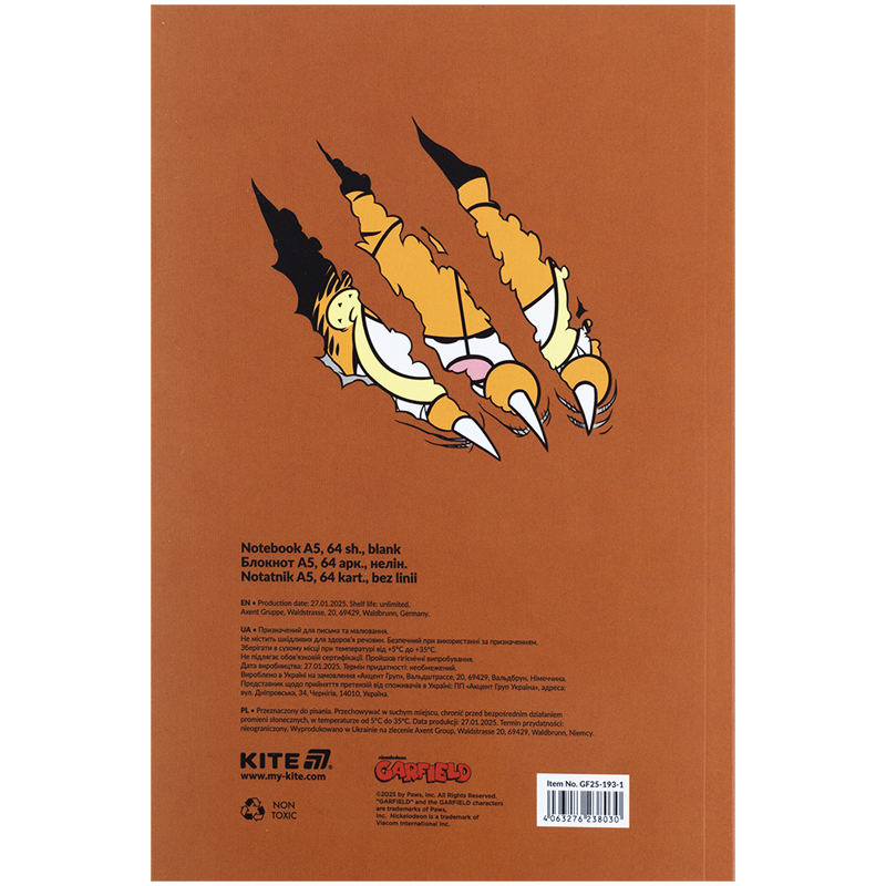 Блокнот, термобиндер А5, 64 лист., Garfield-1 (GF25-193-1) Kite - фото 3