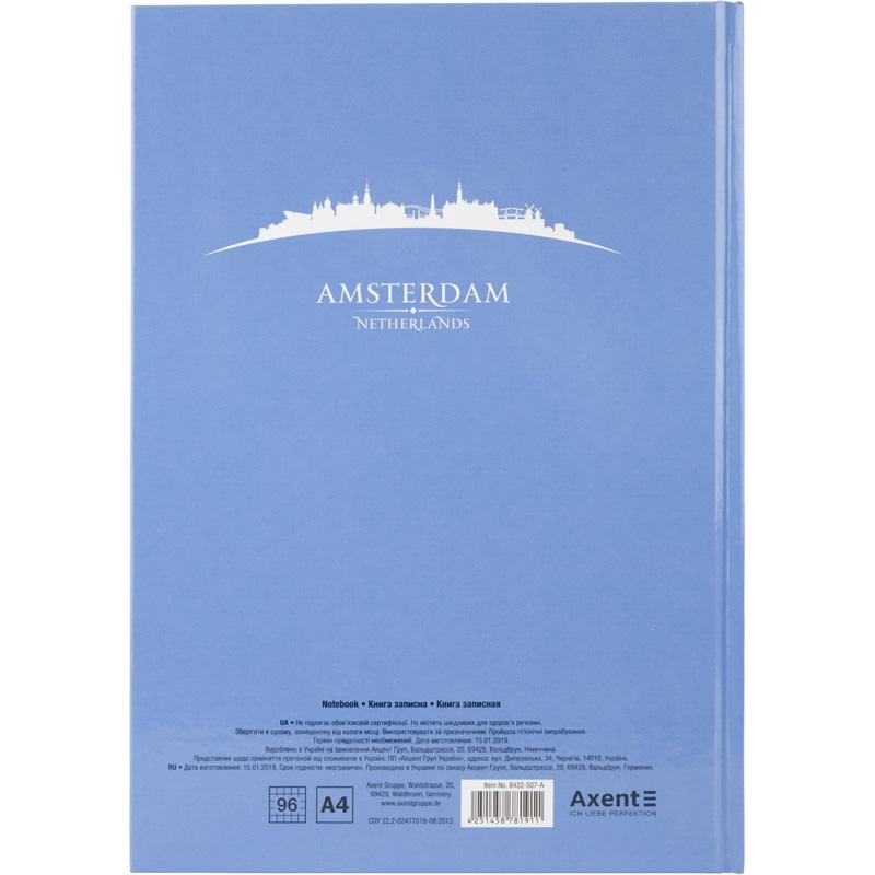 Книга обліку тверда обкладинка, офсет, 96арк., серія Maps Amsterdam, клітинка, син. Axent - фото 3