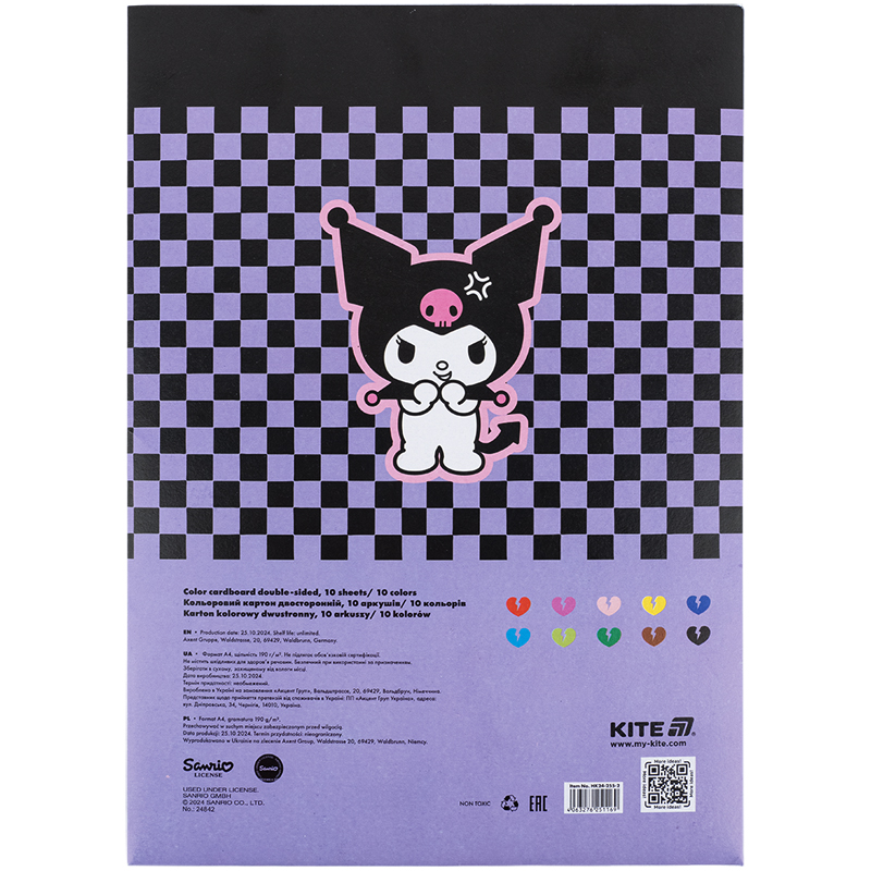 Картон кольор. двостор. (10арк/10кол), А4 Hello Kitty-2 (HK24-255-2) Kite - фото 3