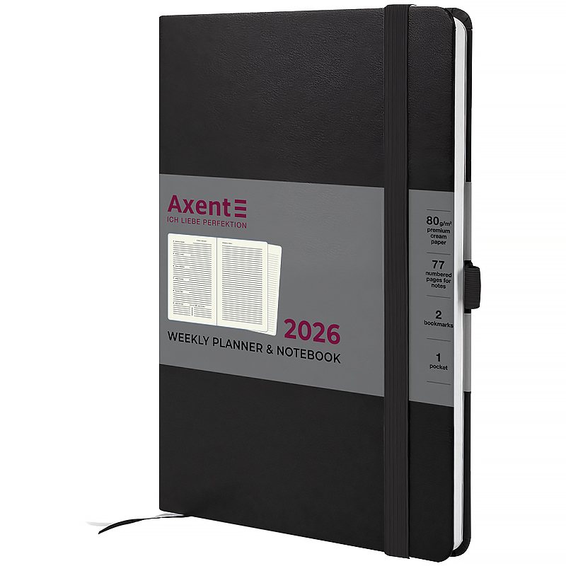 Еженедельник 2026 Prime Strong, 145*210мм, чёрный Axent - фото 4