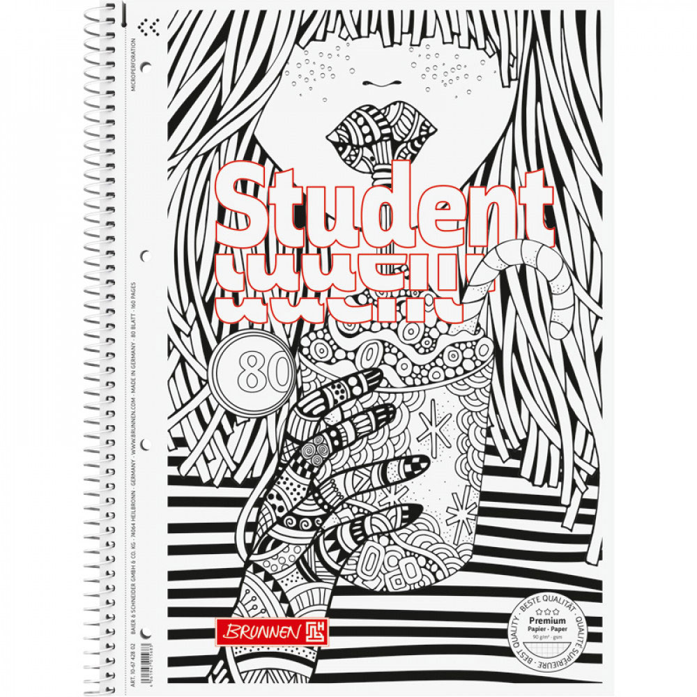 Колледж-блок А4 Premium, клетка, 80 листов, Zenart Cocktail Brunnen - фото 3