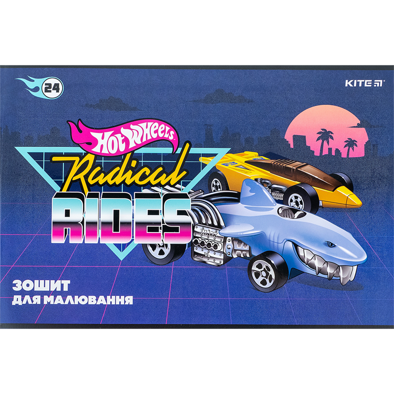 Тетрадь для рисования, 24л., скоба, софт тач + УФ лак, «Hot Wheels» Kite - фото 9