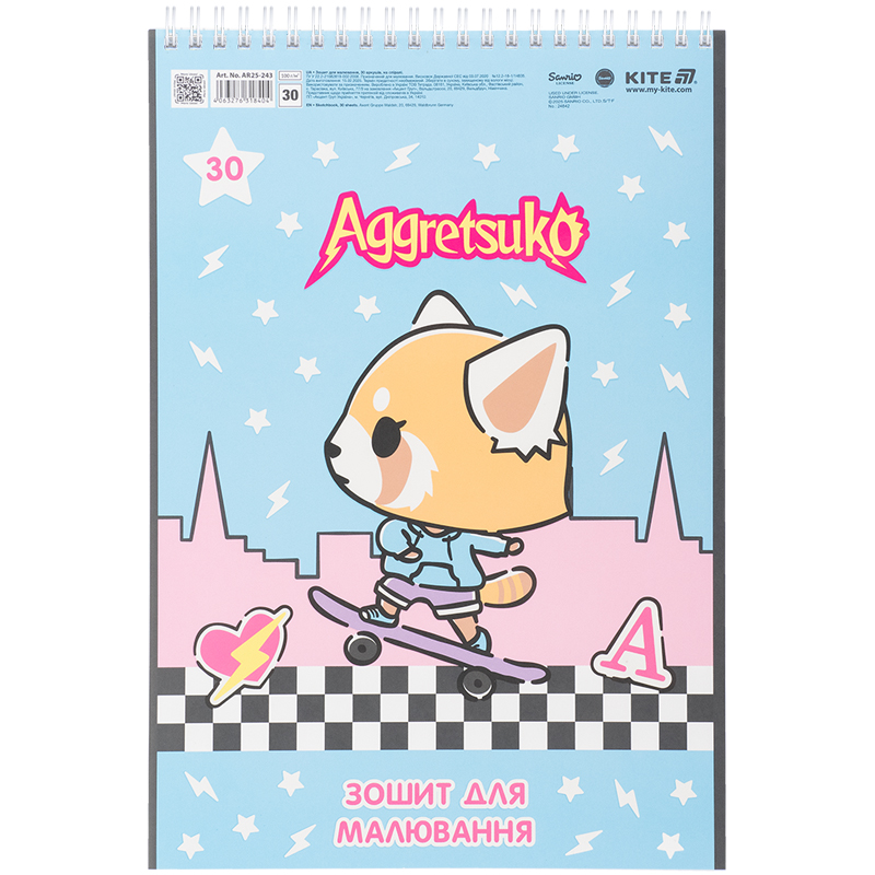 Зошит для малювання, 30 арк., спір., софт тач + УФ лак, «Aggretsuko» Kite - фото 4