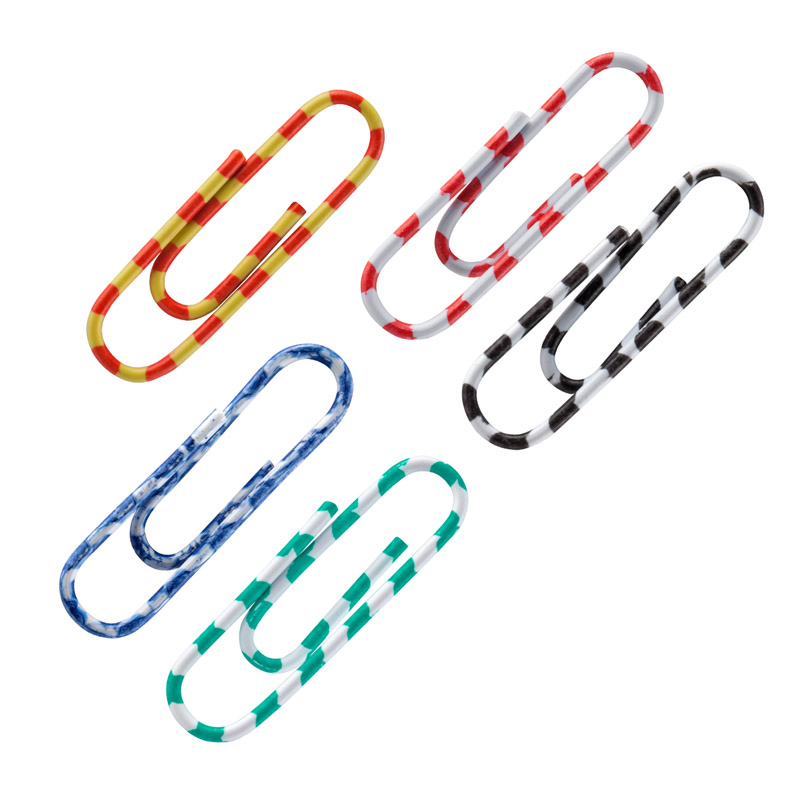 Скрепки цвет. полосатые, 28 мм, 100 шт, пласт. конт Axent - фото 2