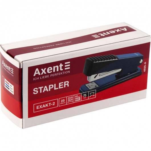 Степлер 24/6 Exakt-2, 25арк., глибина скріплення 55мм., метал., 4925-A черв. Axent - фото 3