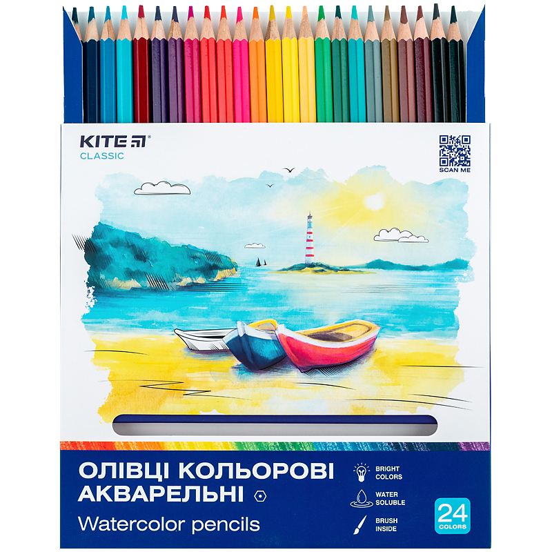 Олівці кольорові акварельні, 24 шт. Kite Classic Kite - фото 3