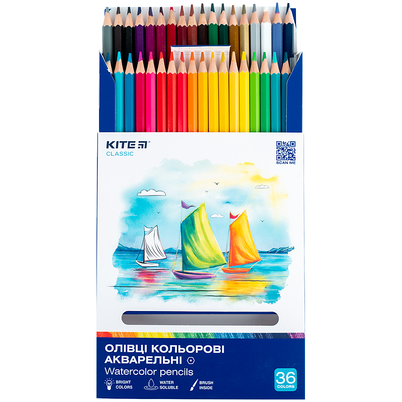 Олівці кольорові акварельні, 36 шт. Kite Classic Kite - фото 4