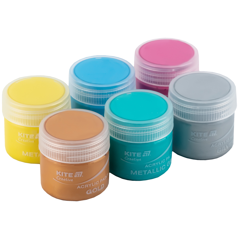 Фарби акрилові, 6 металевих кольорів, 20 мл, Kite Creative (K-273) Kite - фото 4