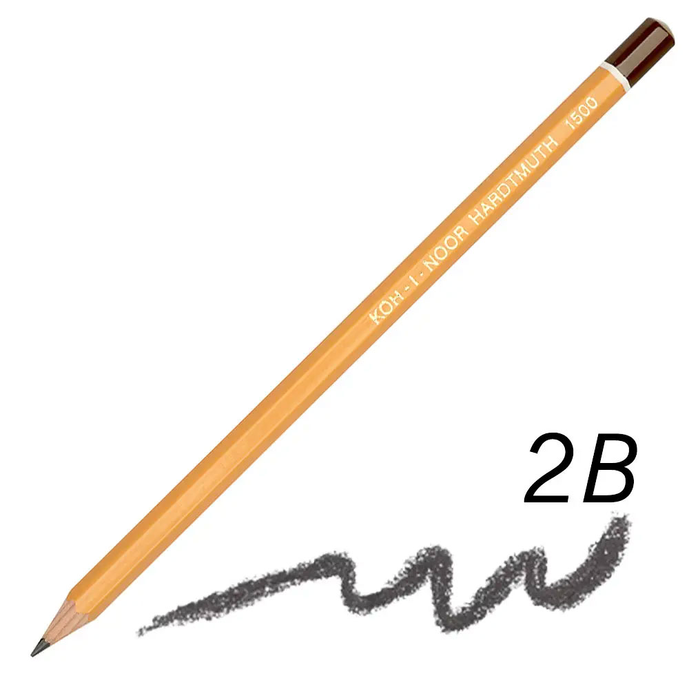 Олівець простий графітний для креслення і графічних робіт 1500 2B Koh-i-noor - фото 3