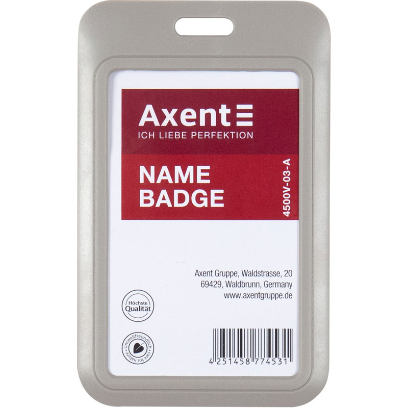 Бейдж-слайдер горизонтальний 54*85мм., ABS пластик, сірий Axent - фото 4