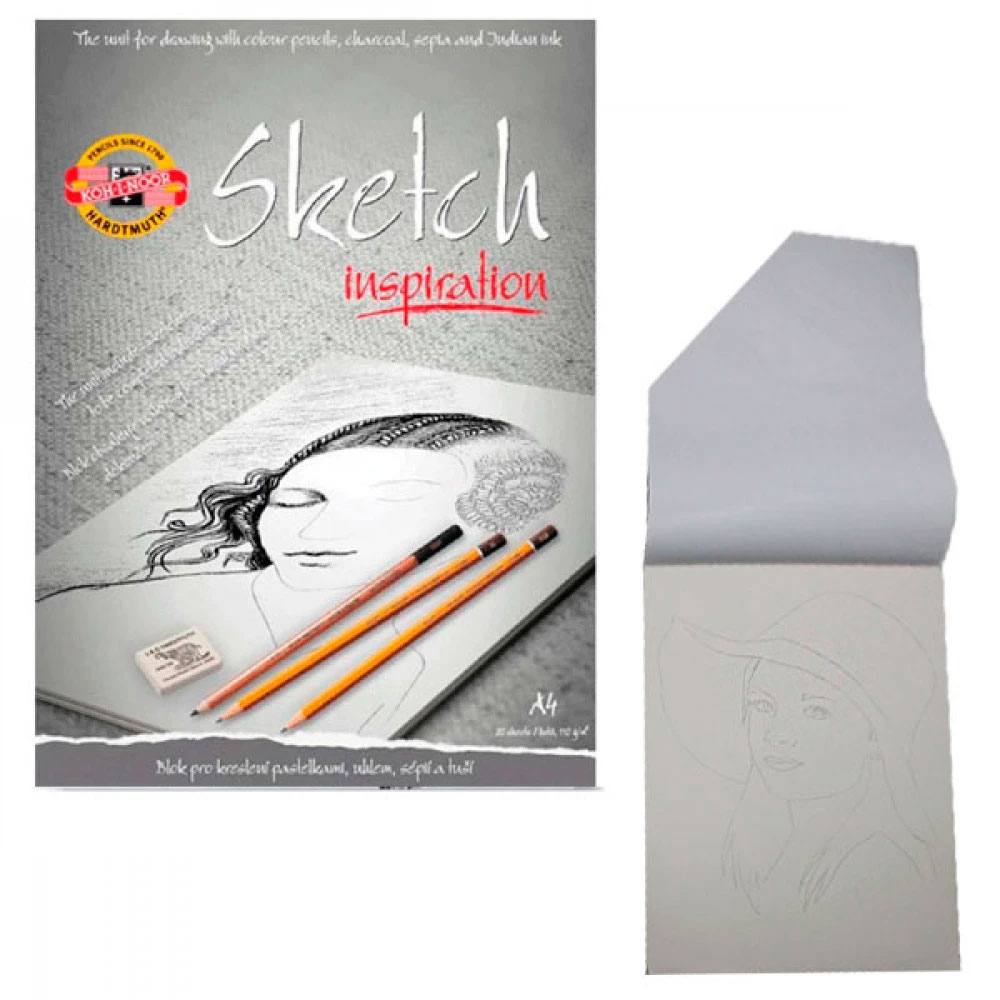Альбом для скетчів, 20 арк., А4, 110 г/м2., з надрукованими ескізами, для малювання олывцями, сепією Koh-i-noor - фото 6