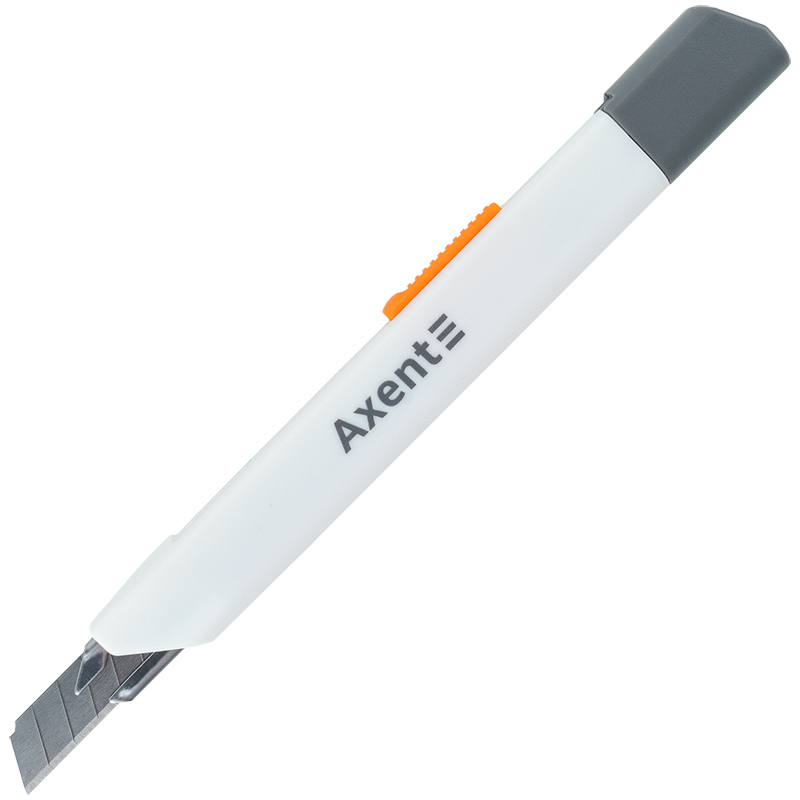 Нож канцелярский малый 9мм., метал. направляющая, пласт. корпус, белый Axent - фото 4