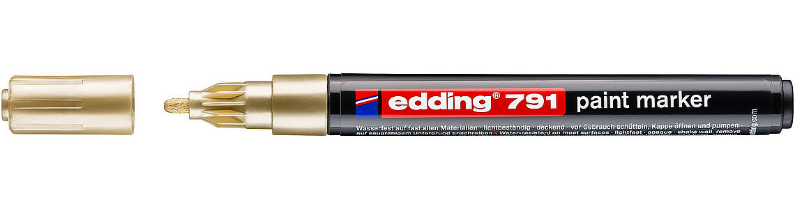 Маркер для маркировки любых поверхностей, термостойкий 791, 1-2мм., золот. Edding - фото 6
