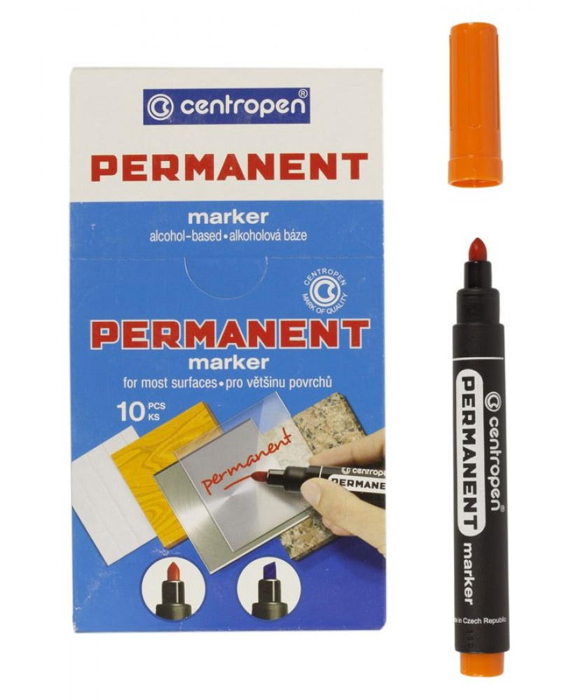 Маркер перманентный круглое острие 2,5мм., 8566, оранж. Centropen - фото 3