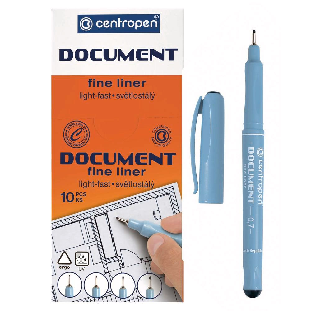 Лінер Document 0.7мм.,2631 корпус, гол., ст., чорн. Centropen - фото 4