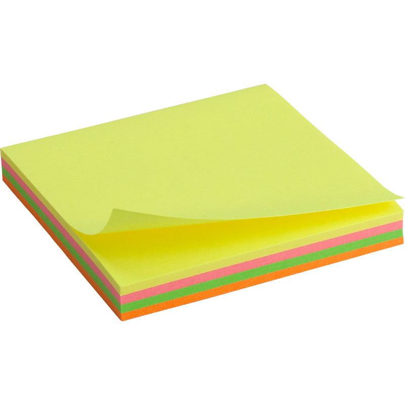 Блок бумаги с клейким слоем 75*75мм.*100 листов, неоновая радуга Axent - фото 2