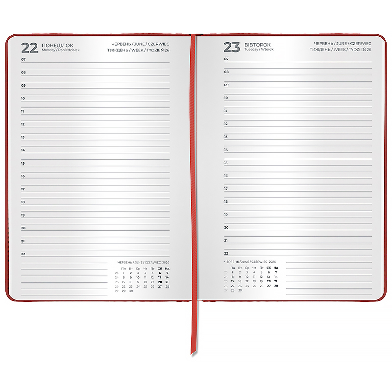 Ежедневник 2026 Classic Palermo, 145*210, слп/т красный Axent - фото 1