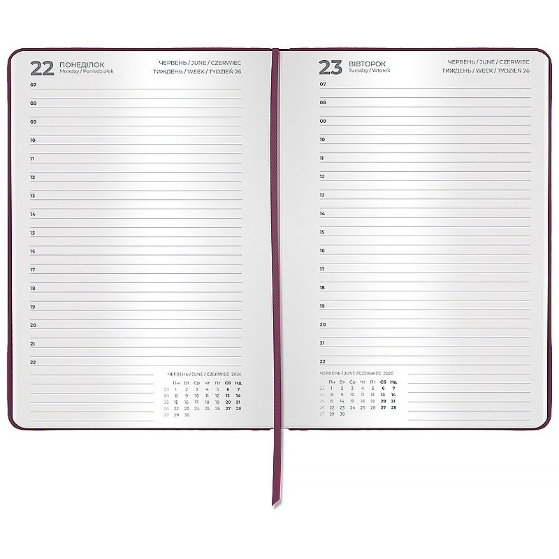 Щоденник 2026 Classic Palermo, 145*210, слп/т сливовий Axent - фото 1